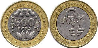piece West African States 500 francs 2005