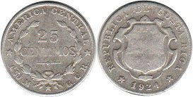 coin Costa Rica 25 centimos 1924