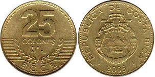 coin Costa Rica 25 colones 2005