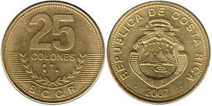 coin Costa Rica 25 colones 2007