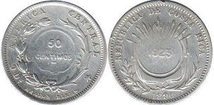 coin Costa Rica 50 centimos 1923