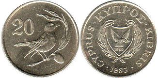 coin Cyprus 20 cents 1983