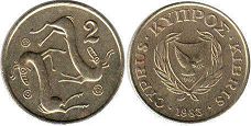 coin Cyprus 2 cents 1985
