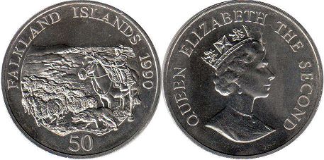 coin Falkland Islands 50 pence 1990