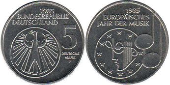 coin Germany BDR 5 mark 1985