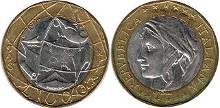 monnaie Italie 1000 lira 1998