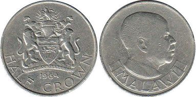 coin Malawi 1/2 crown 1964