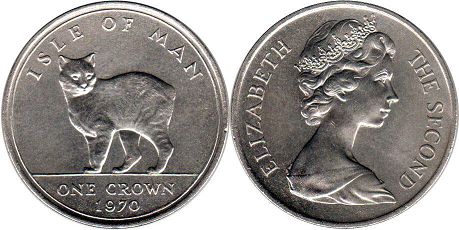 coin Isle of Man one crown 1970