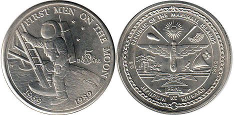 coin Marshall Islands 5 dollars 1989