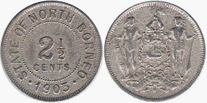 syiling British Borneo Utara 2.5 cents 1903