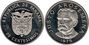 coin Panama 25 centesimos 1975