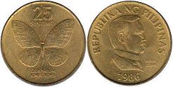coin Philippines 25 centimos 1986