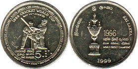 coin Sri Lanca 5 rupee 1999 Cricket