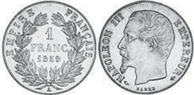 coin France 1 franc 1859 coin France 1 franc 1859