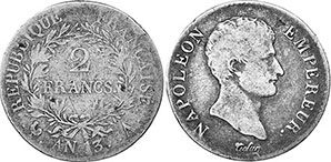 coin France 2 francs 1805