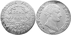 coin France 1/2 franc 1805