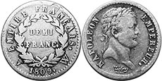 coin France 1/2 franc 1809
