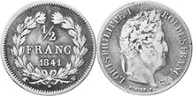 piece France 1/2 franc 1841