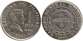 coin Philippines 1 piso 2001