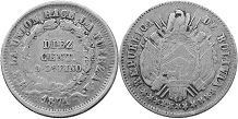 coin Bolivia 10 centavos 1871