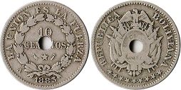 coin Bolivia 10 centavos 1883