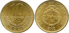 coin Costa Rica 10 colones 2002
