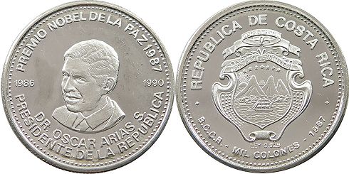 coin Costa Rica 1000 colones 1987 