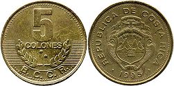 coin Costa Rica 5 colones 1995