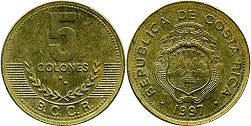 coin Costa Rica 5 colones 1997