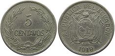 coin Ecuador 5 centavos 1919