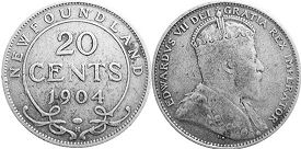 coin Newfoundland 20 cents 1904
