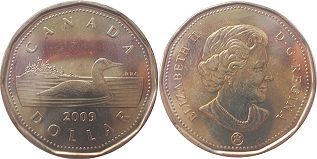canadian pièce de monnaie Elizabeth II 1 dollar 2009