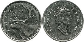 canadian pièce de monnaie Elizabeth II 25 cents 1990