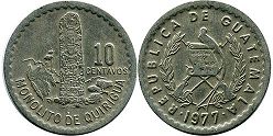 coin Guatemala 10 centavos 1977