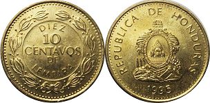 moneda Honduras 10 centavos 1995