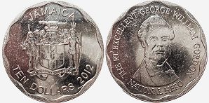 coin Jamaica 10 dollars 2012