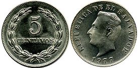coin Salvador 5 centavos 1977