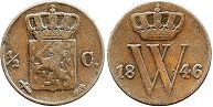 monnaie Pays-Bas 1/2 cent 1846