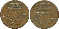 Münze Niederlande 1/2 Cent 1863
