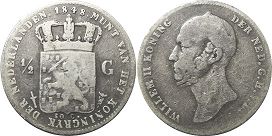 Münze Niederlande 1/2 Gulden 1848