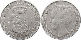 Münze Niederlande 1/2 Gulden 1898