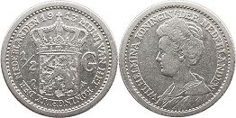 Münze Niederlande 1/2 Gulden 1913