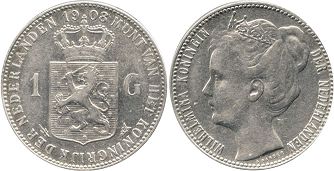 Münze Niederlande 1 Gulden 1908