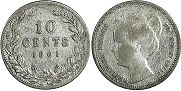 Münze Niederlande 10 Cents 1901