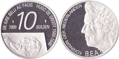 Münze Niederlande 10 Gulden 1995