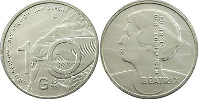 Münze Niederlande 10 Gulden 1996