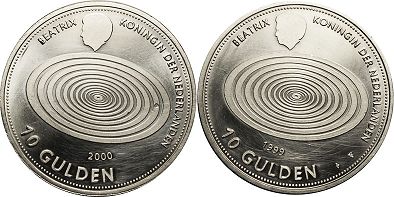 Münze Niederlande 10 Gulden 1999
