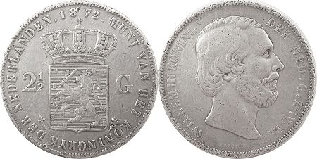 Münze Niederlande 2.5 Gulden 1872