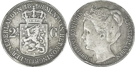 Münze Niederlande 2.5 Gulden 1898