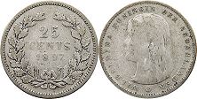 Münze Niederlande 25 Cents 1897